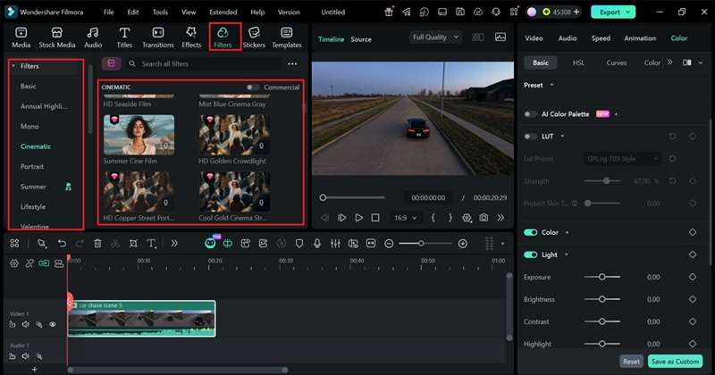 open filmora filters collection