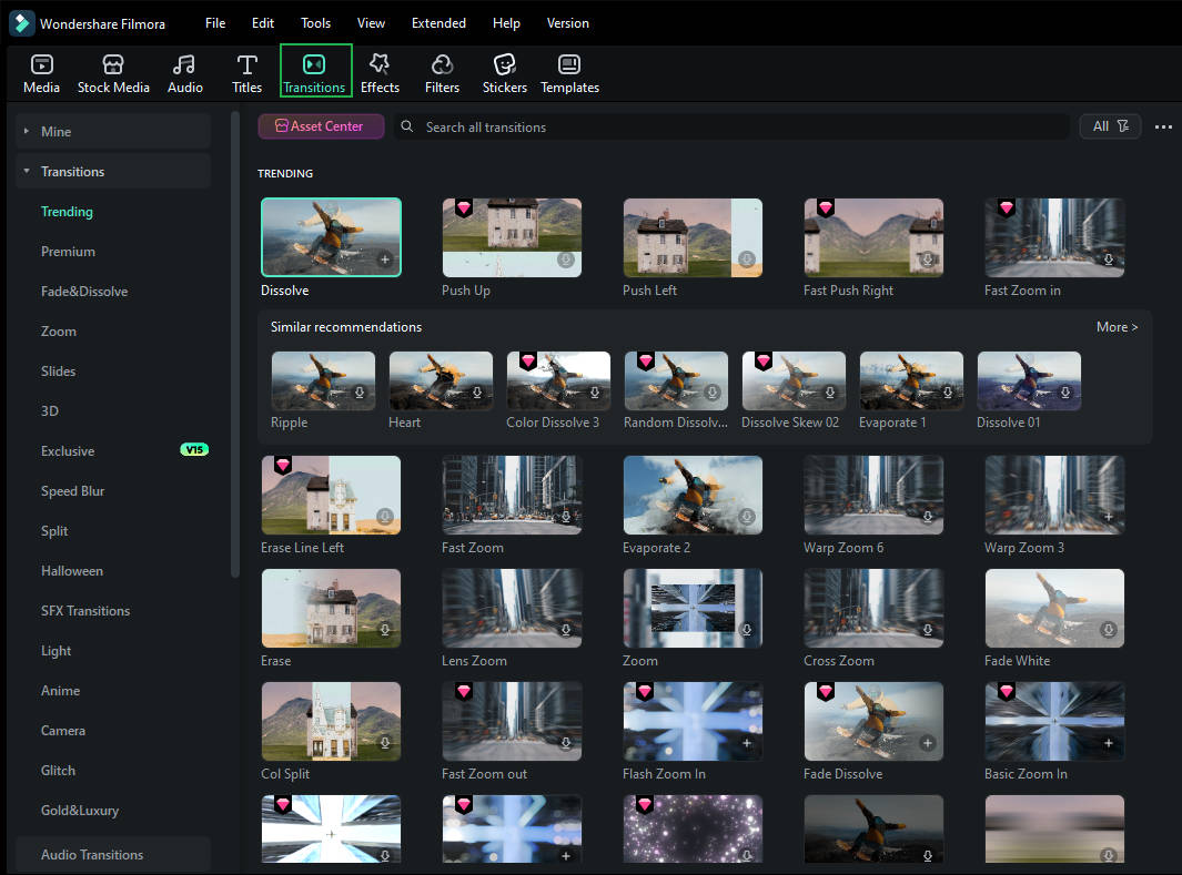 Filmora transition effect