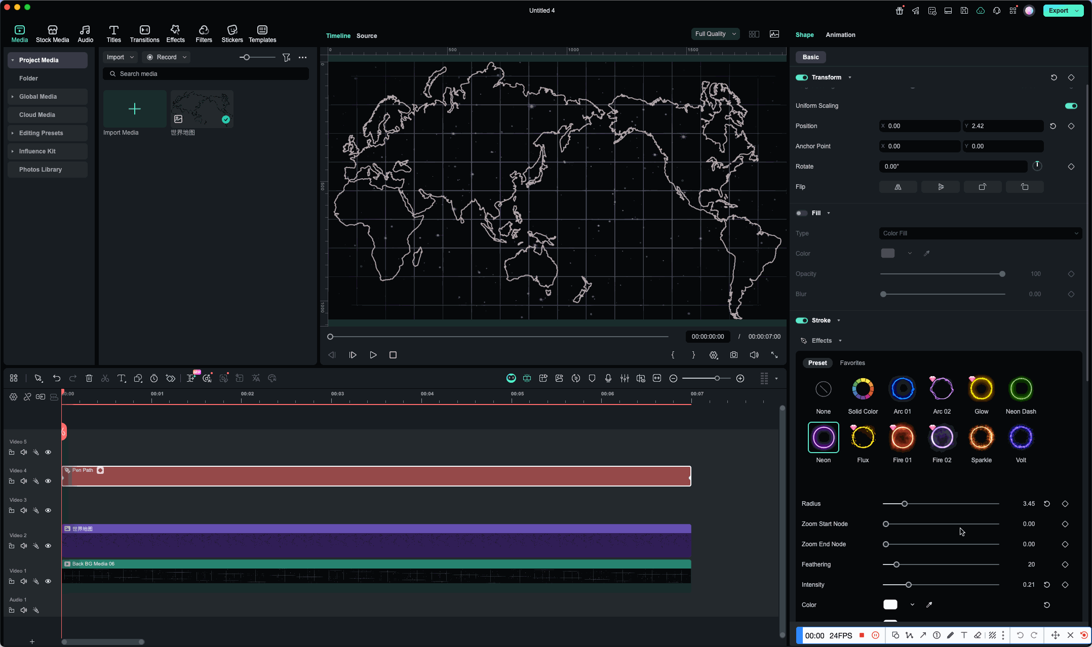 Filmora follow-path animation binding airplane object