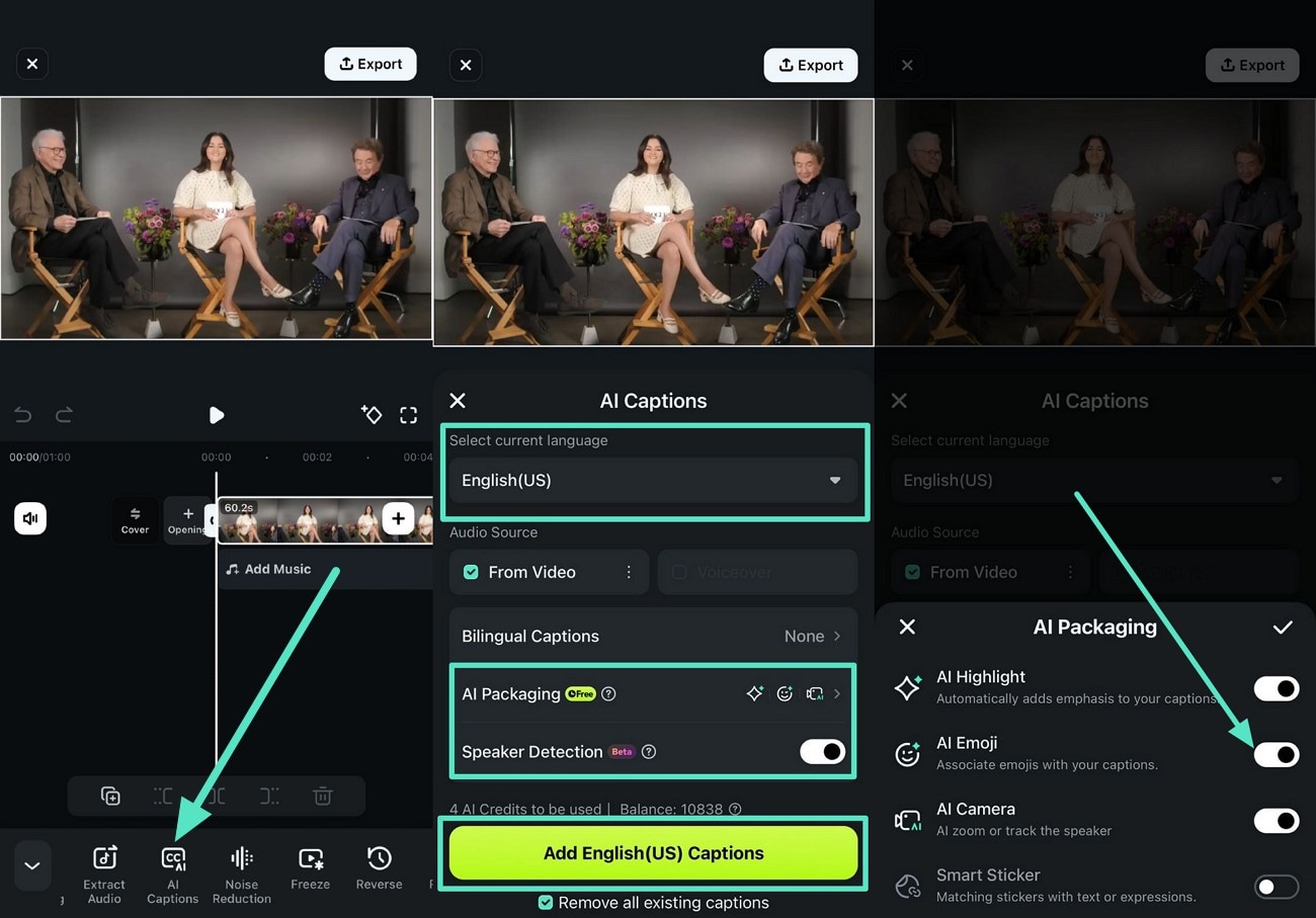 add ai captions
