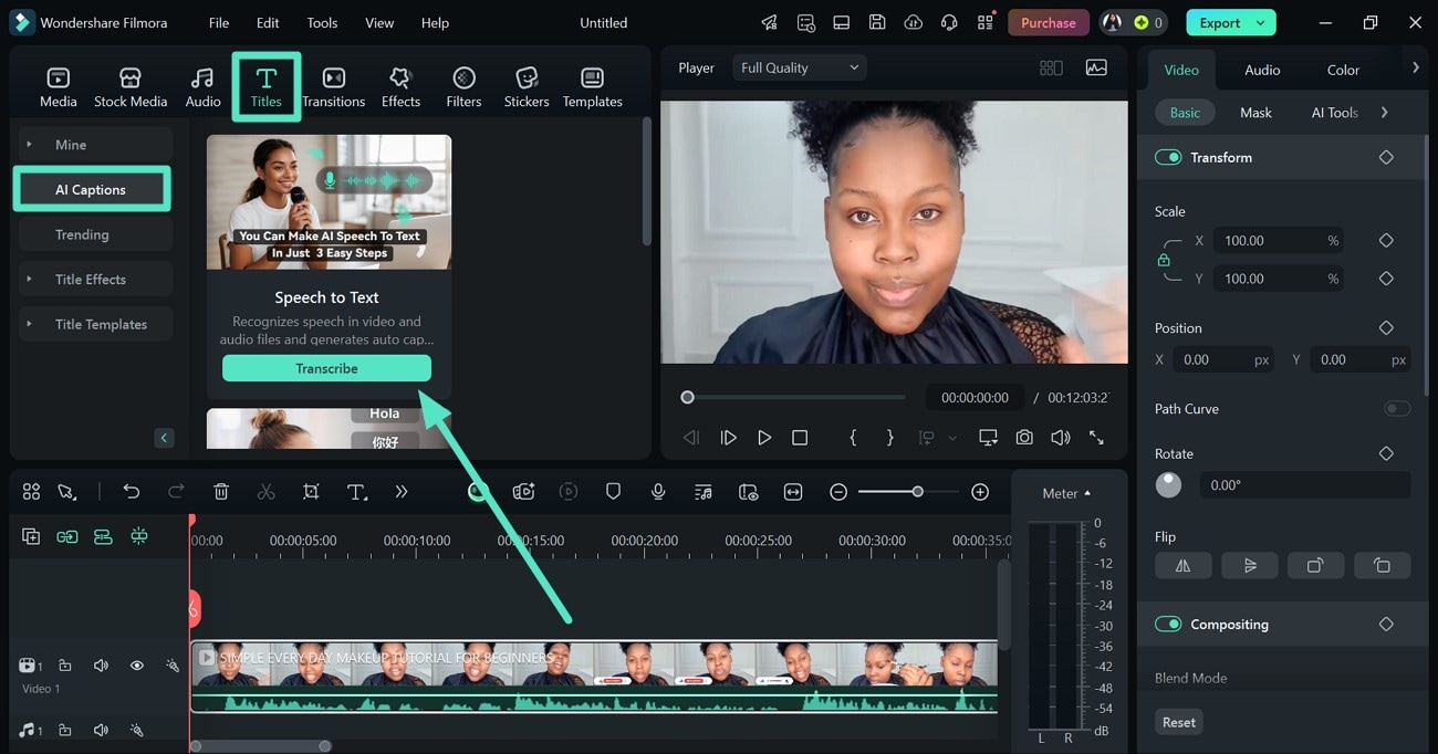 use ai captions of filmora