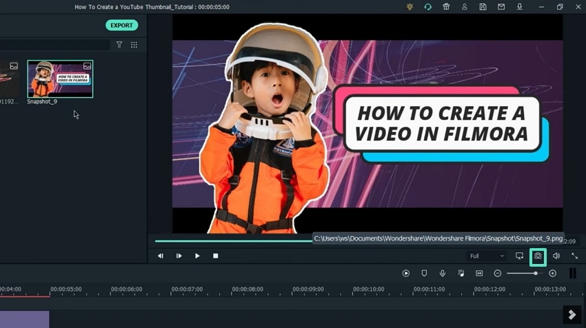 filmora take a snapshot