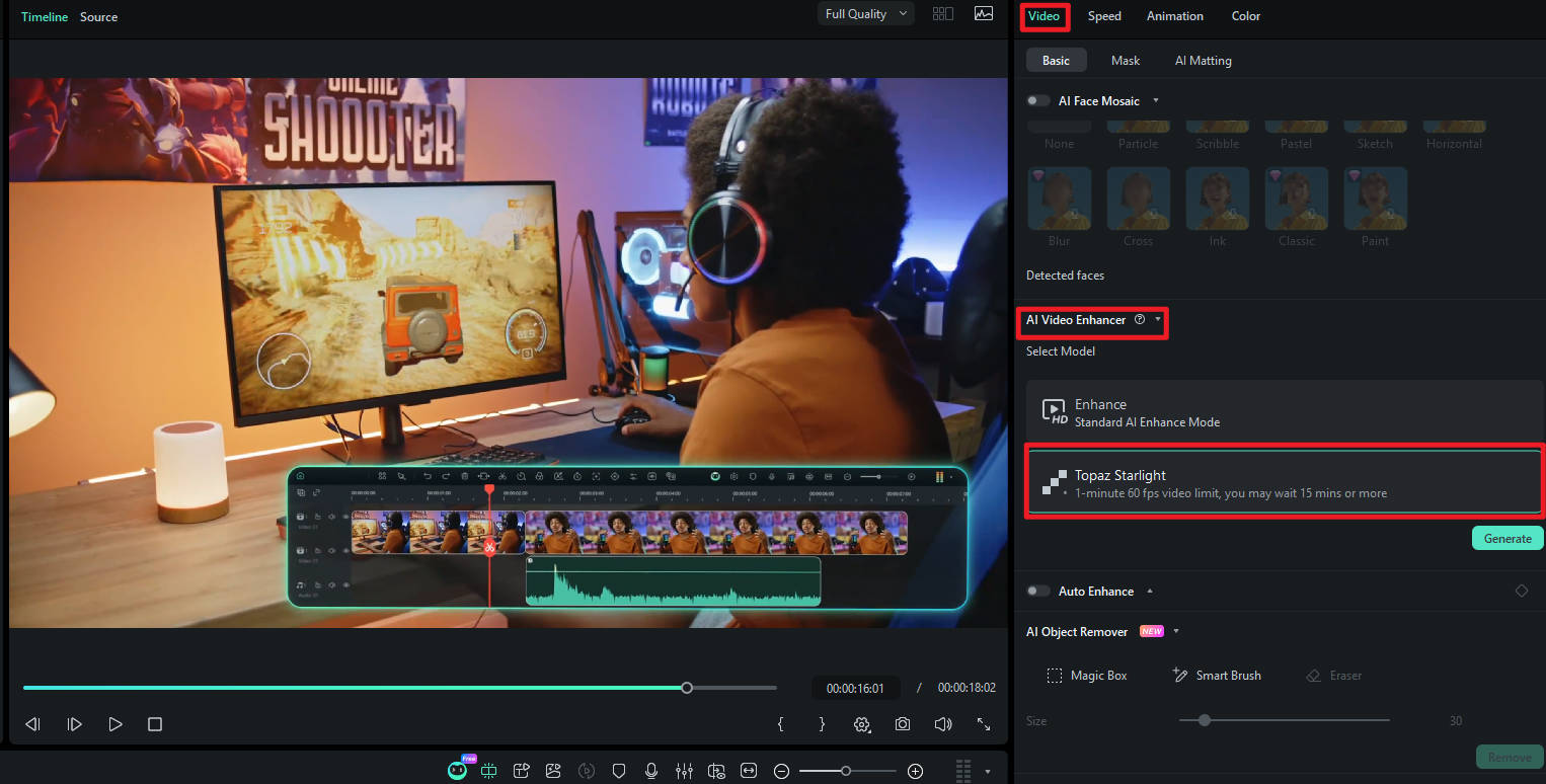 filmora topaz starlight model