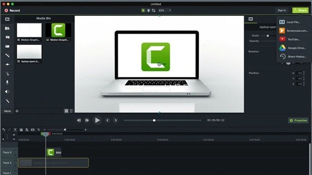 camtasia interface