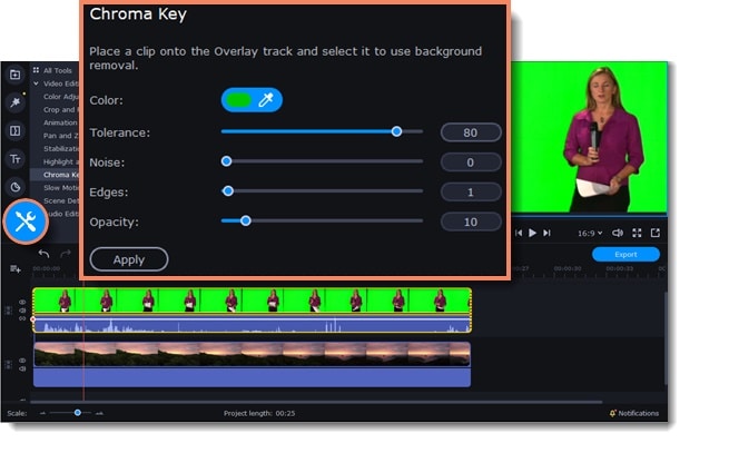 movavi green screen feature