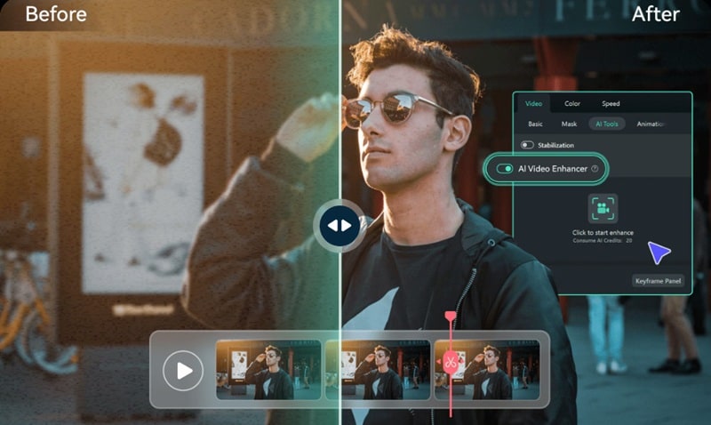filmora ai video enhancer feature