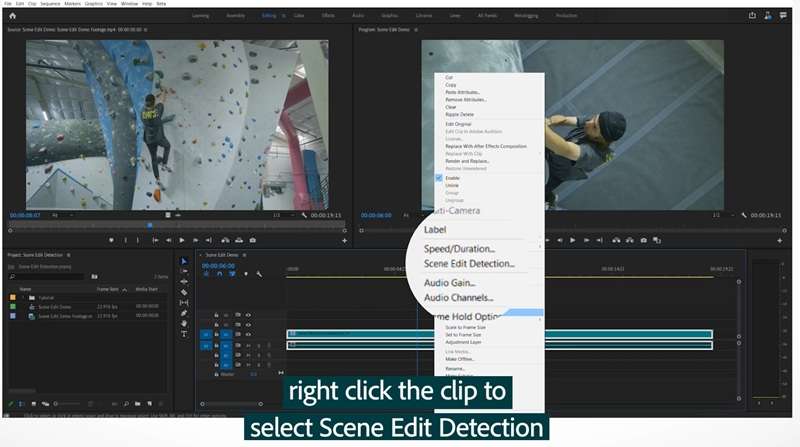 find scene edit detection in premiere