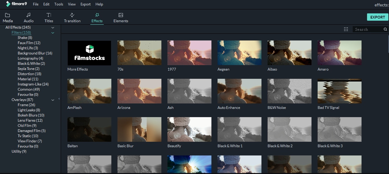 Make a slideshow in Filmora9 - add filters