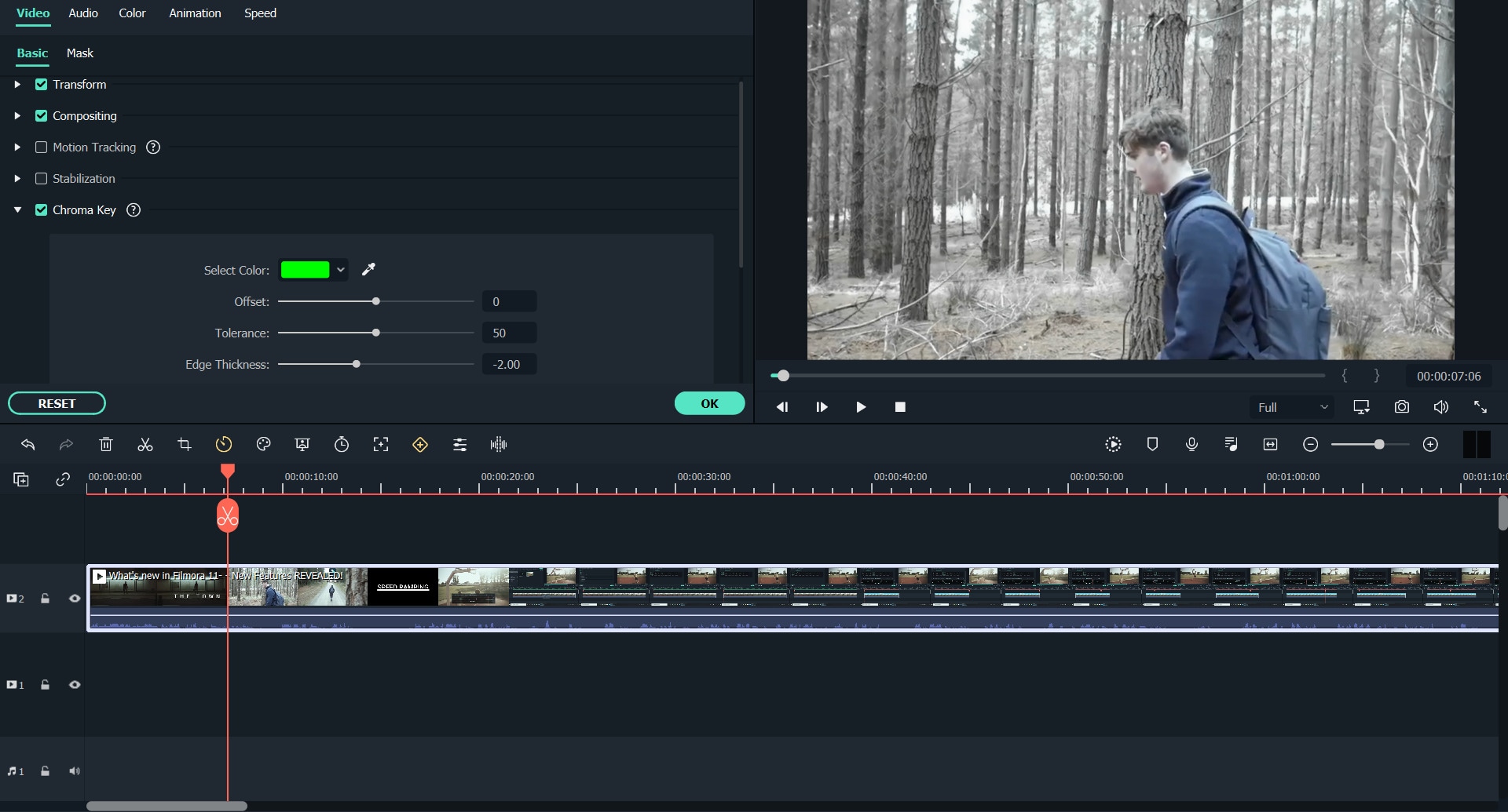 schermo rossastro del software di editing video