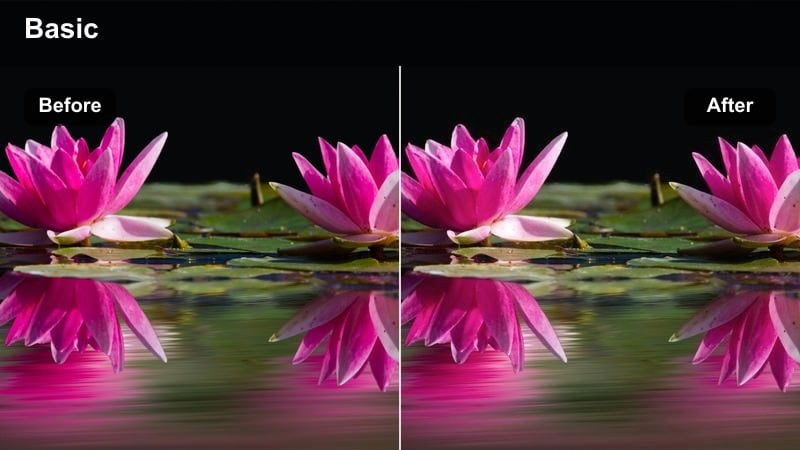 Overhead view of a minimalist tech desk with cool toned soft lighting