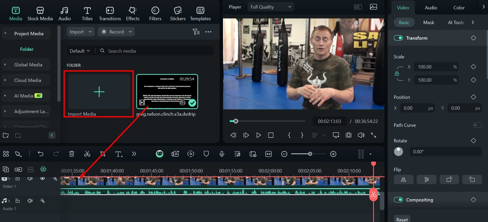 filmora drag video to timeline