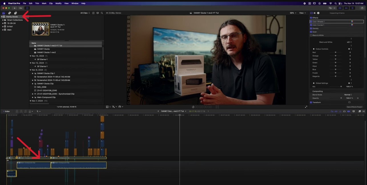 final cut pro video on timeline