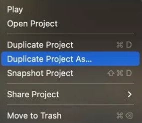 duplicate existing project
