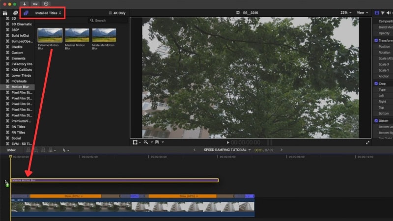 apply final cut motion blur