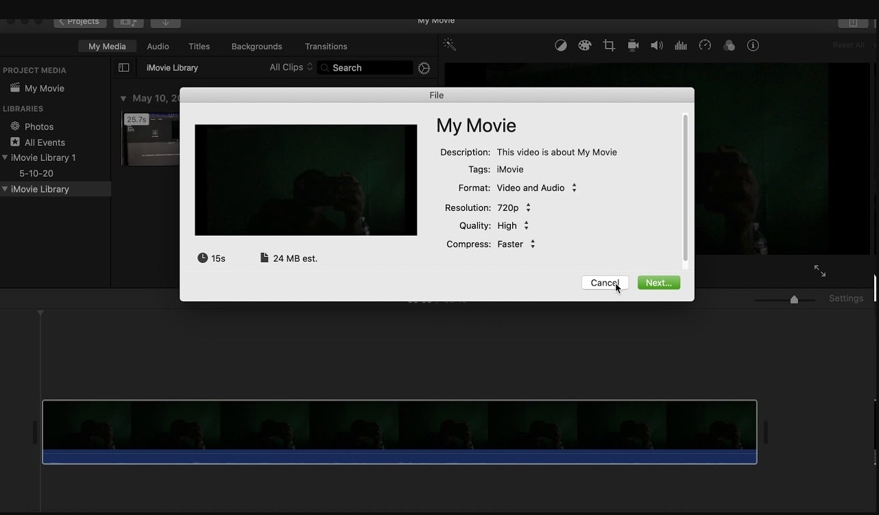 imovie export settings