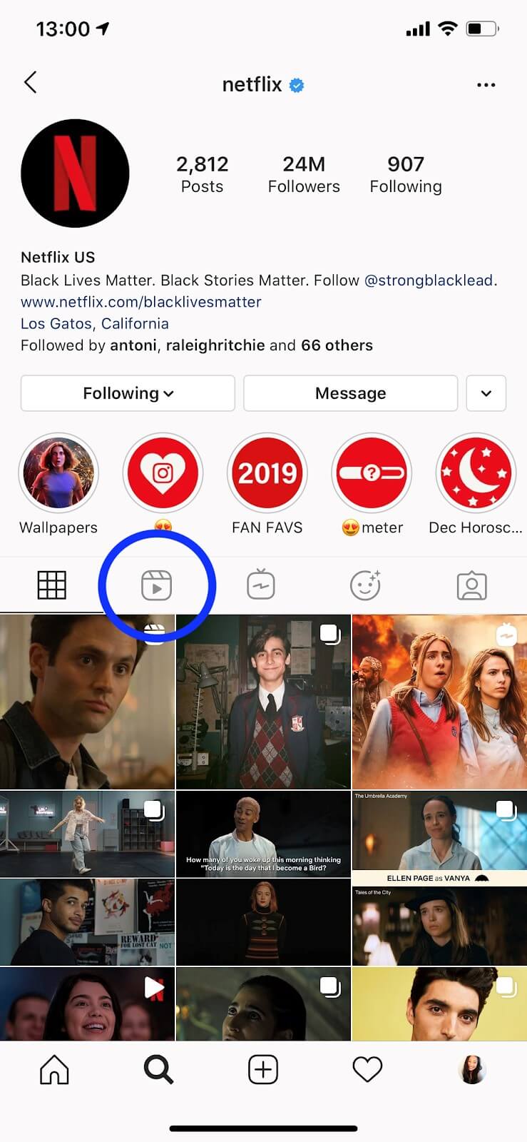 encontrar opción de instagram reels