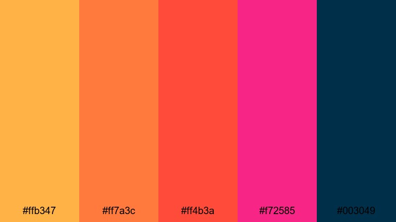 firelight over ocean sunrise color palette with hex codes