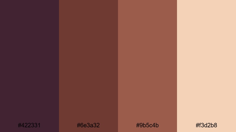 fireside cocoa glow purple brown color palette with hex codes