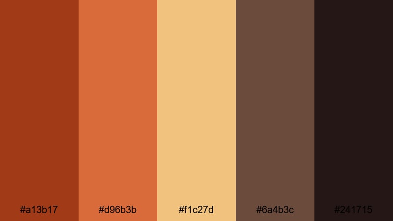 fireside coffee tones rust color palette with hex codes