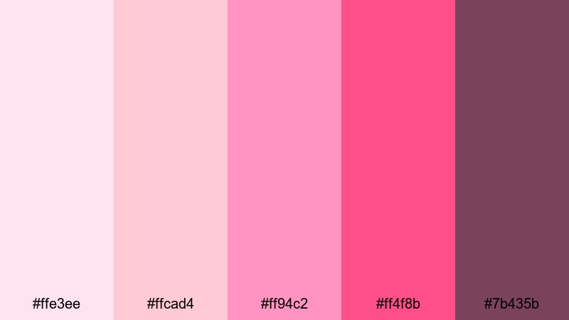 first crush glow red pink color palette with hex codes