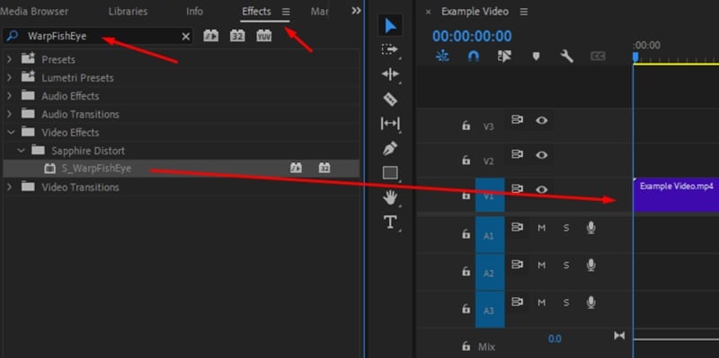apply warpfisheye preset to video