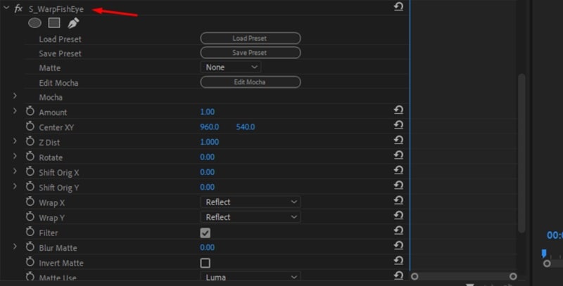 customize the fisheye preset
