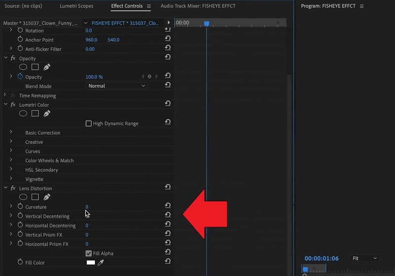 adjust lens distortion settings