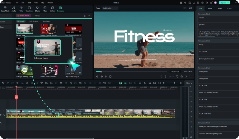 choose a fitness video template