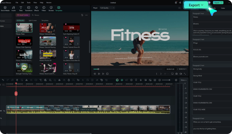 save and export the fitness video