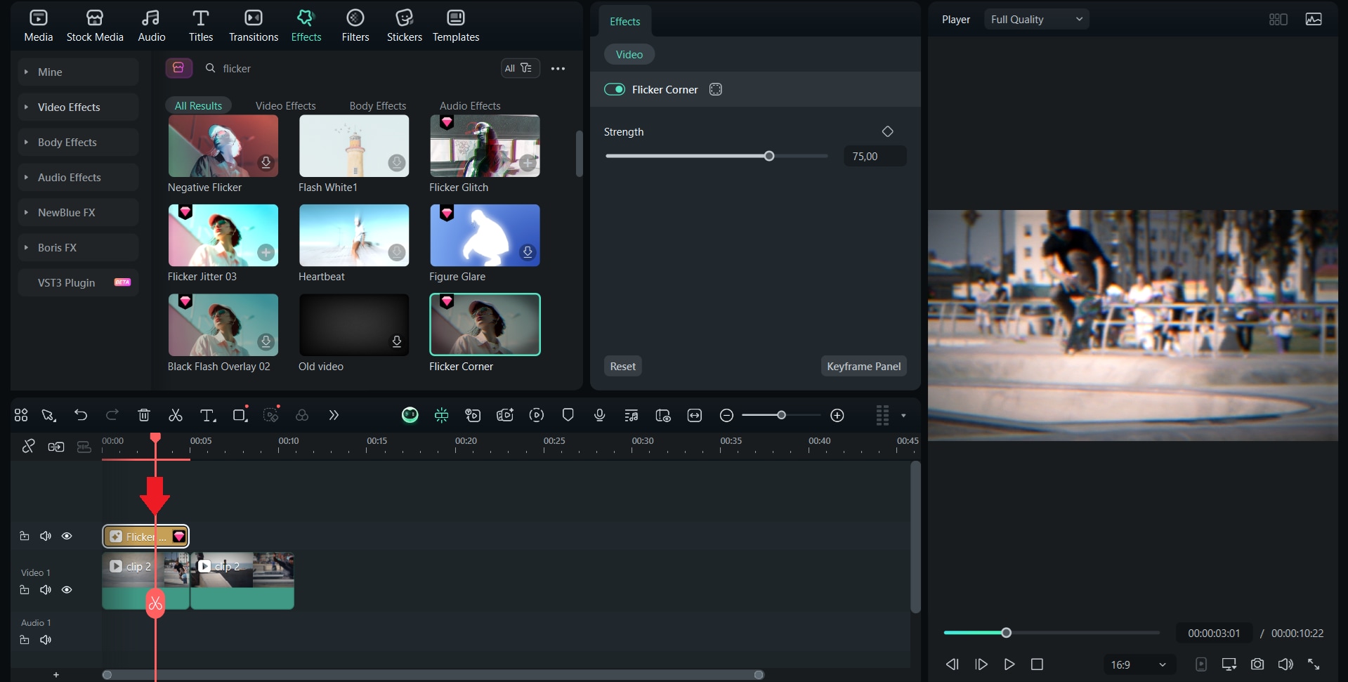 drag and drop the effects