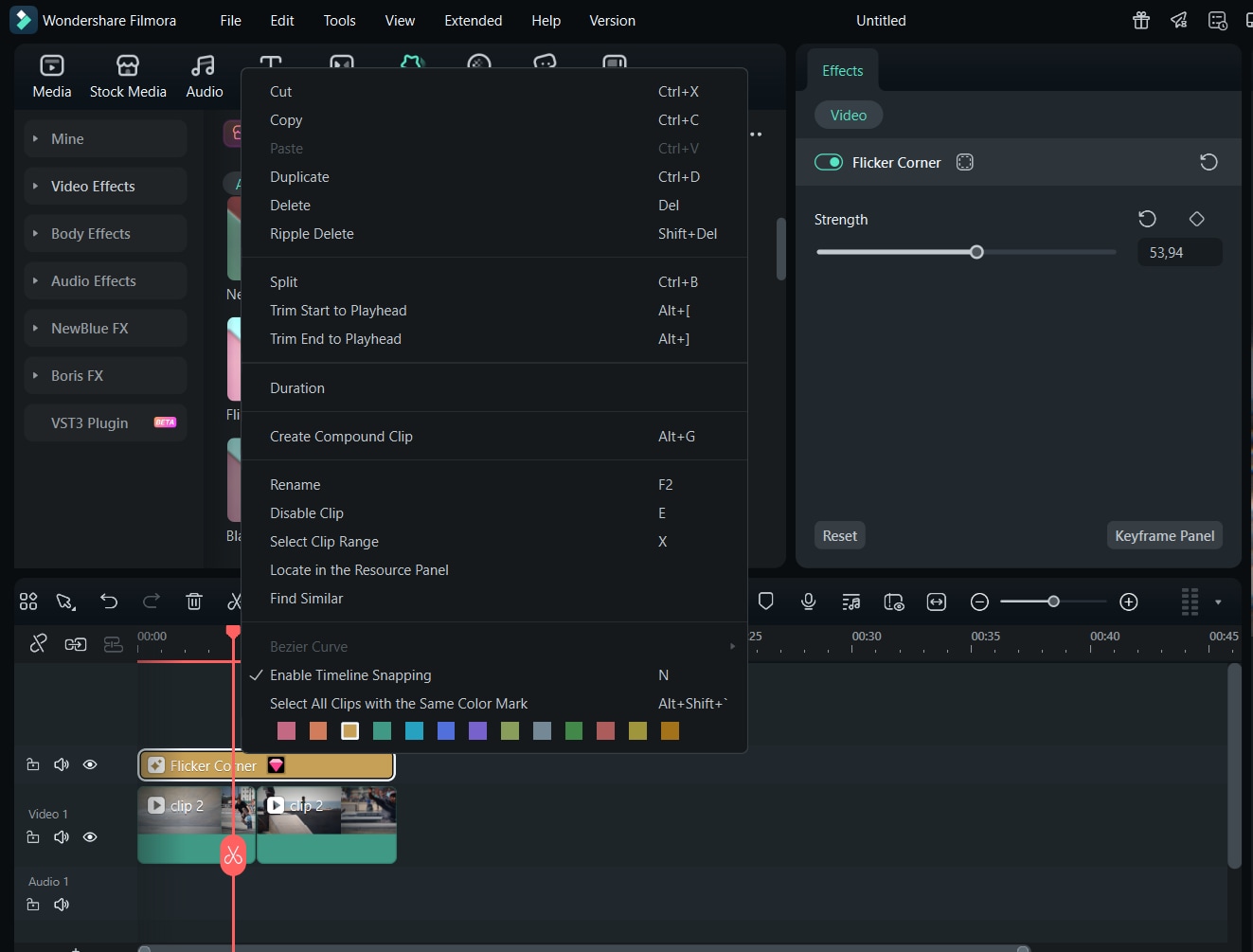 adjust the effects settings