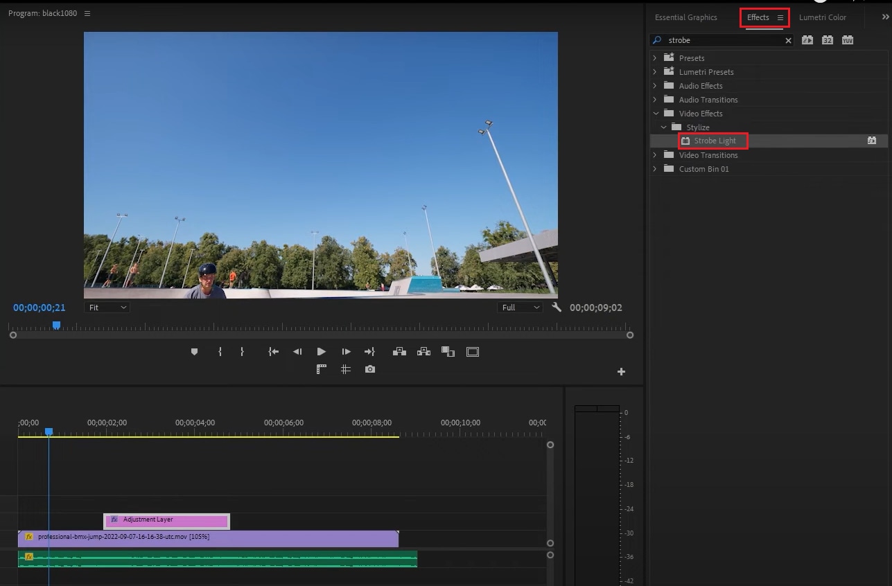 apply strobe light effect
