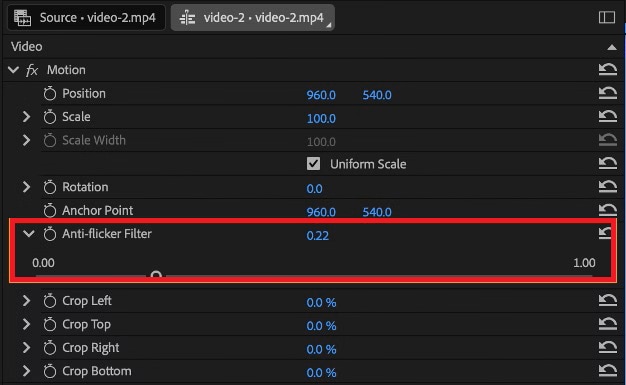 increase anti flicker gradually