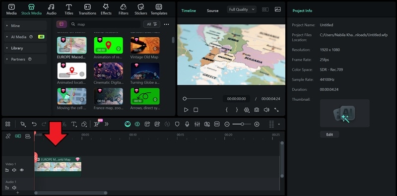 add map video to timeline