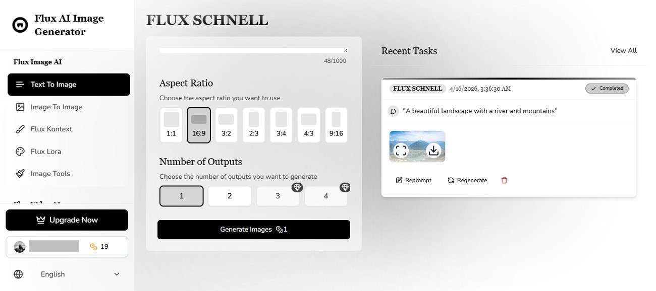 flux image generator interface
