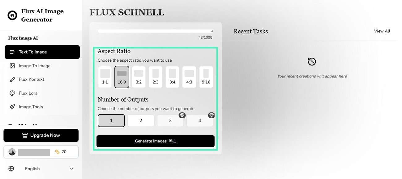 select quantity press generate image