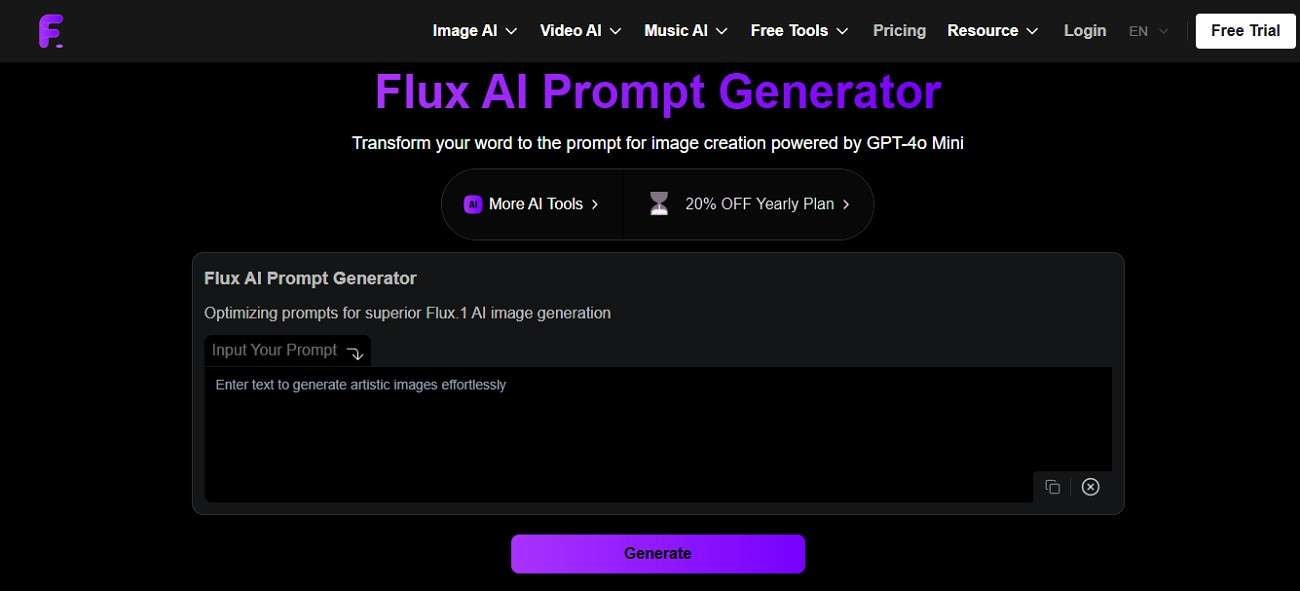flyne ai flux prompt generator