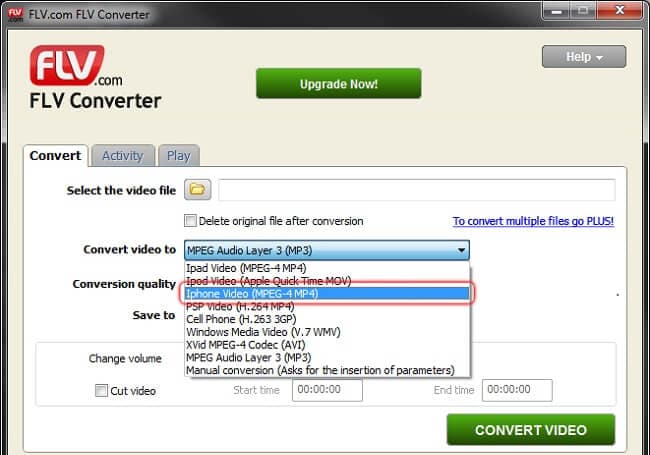 convert flv to mp4 converter interface