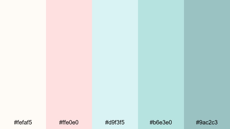 foam kissed pastels beach color palette with hex codes