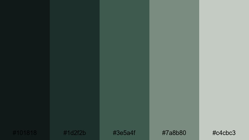 fogbound hollow depths forest color palette with hex codes
