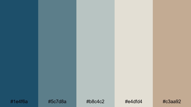 foggy dune horizon ocean wave color palette with hex codes