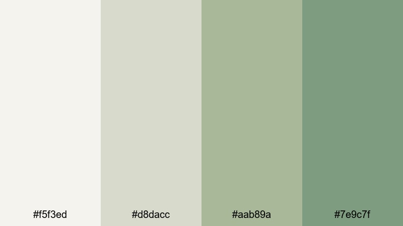 foggy garden light beige green color palette with hex codes