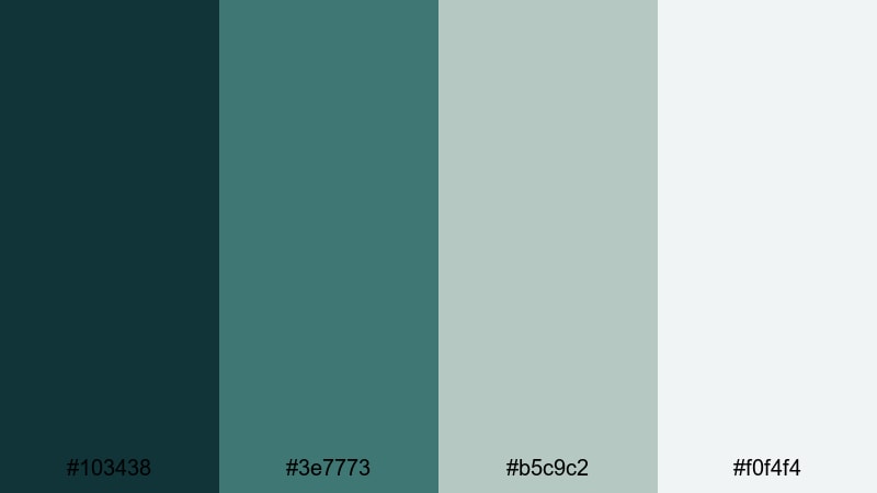 foggy harbor mist green copper color palette with hex codes