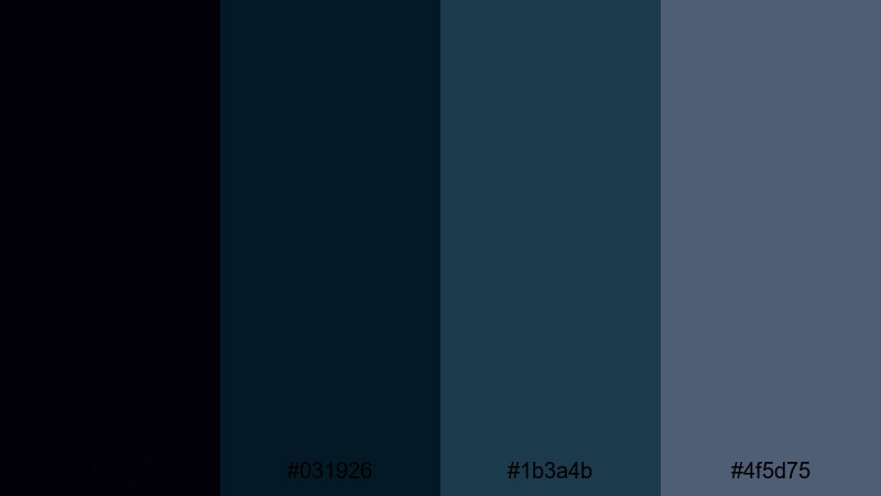 foggy marina noir dark blue green color palette with hex codes