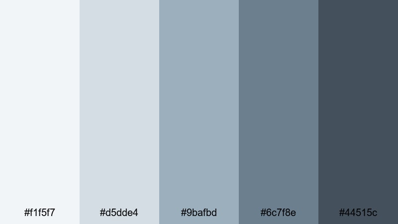foggy morning coast blue gray color palette with hex codes