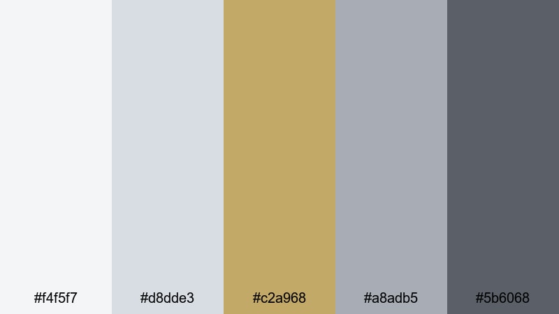 foggy morning metal gold silver color palette with hex codes