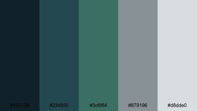 foggy pine studio blue green gray color palette with hex codes