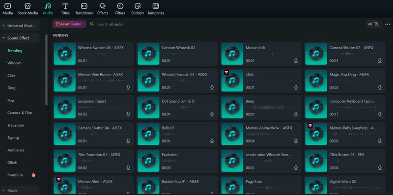 filmora audio library