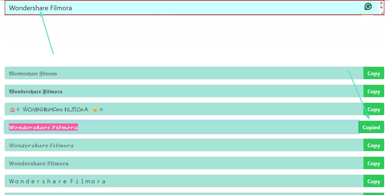 fancyfontnames generate text