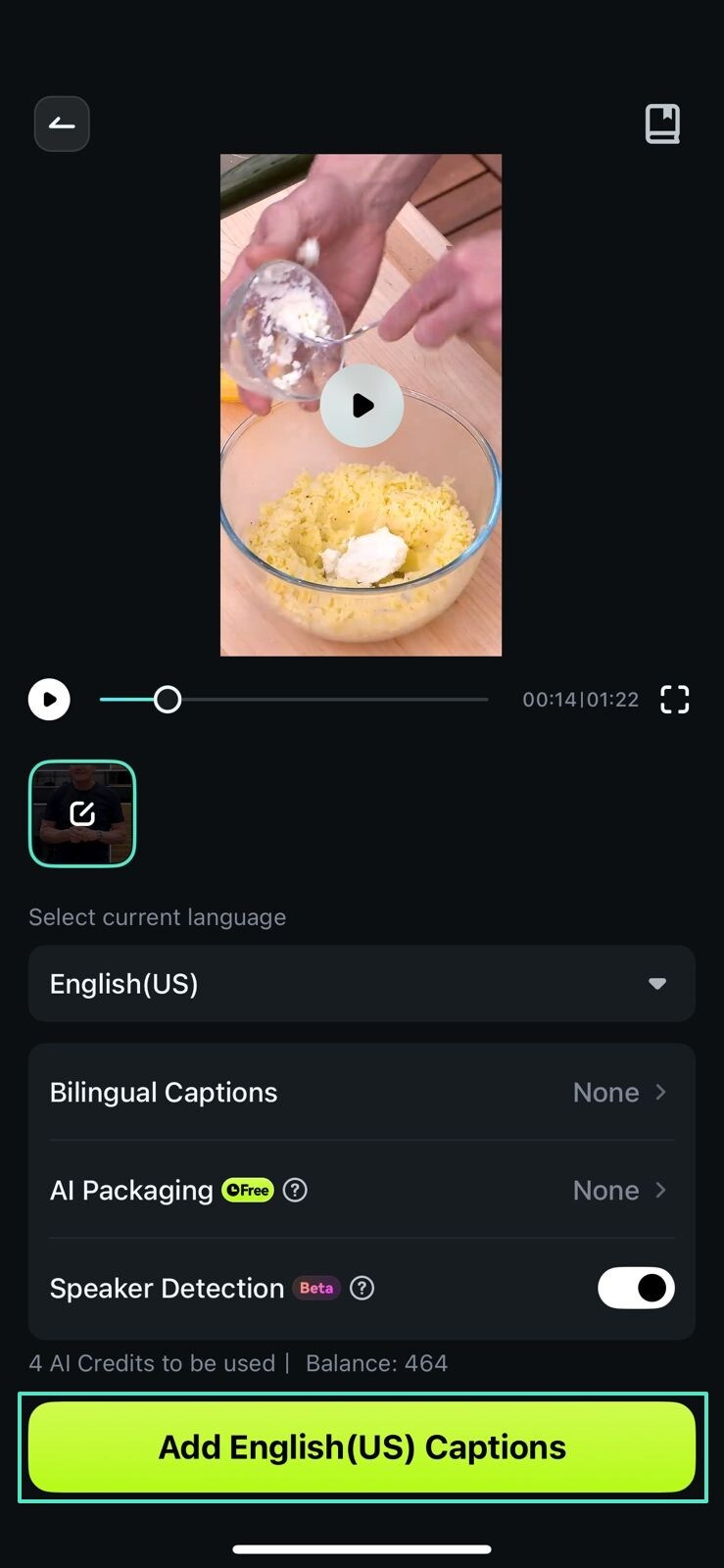 add ai captions filmora app